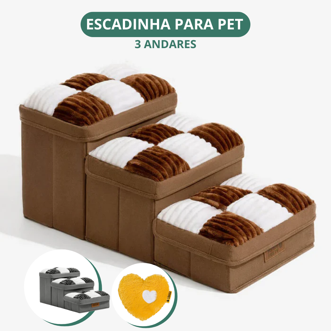[COMPRE 1 LEVE 2] Escada Para Pet Artesanal com Espaço Interno + 2 Brindes Incríveis