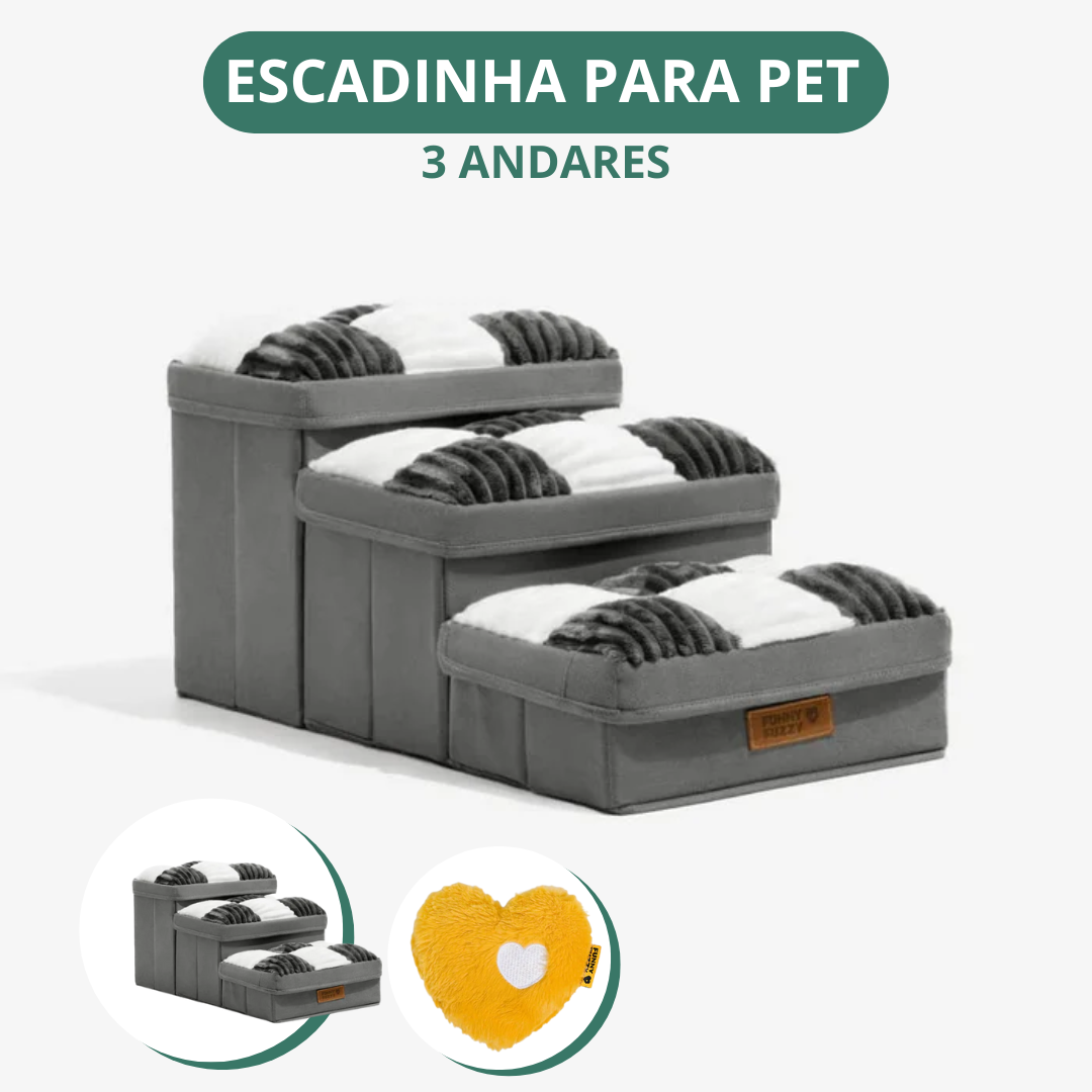[COMPRE 1 LEVE 2] Escada Para Pet Artesanal com Espaço Interno + 2 Brindes Incríveis