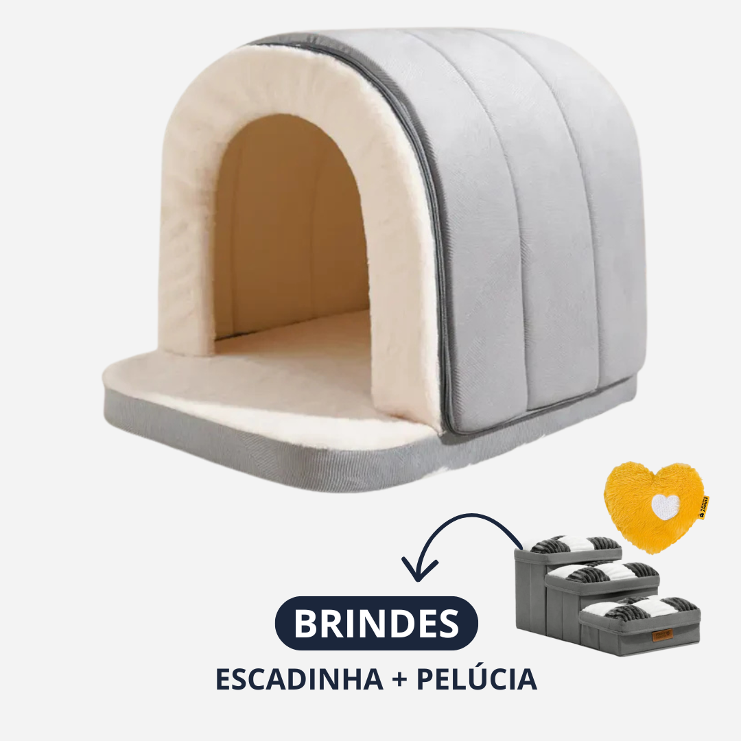 [ÚLTIMAS UNIDADES] Cama Ortopédica Caverna - Escadinha Pet + Pelúcia de BRINDE