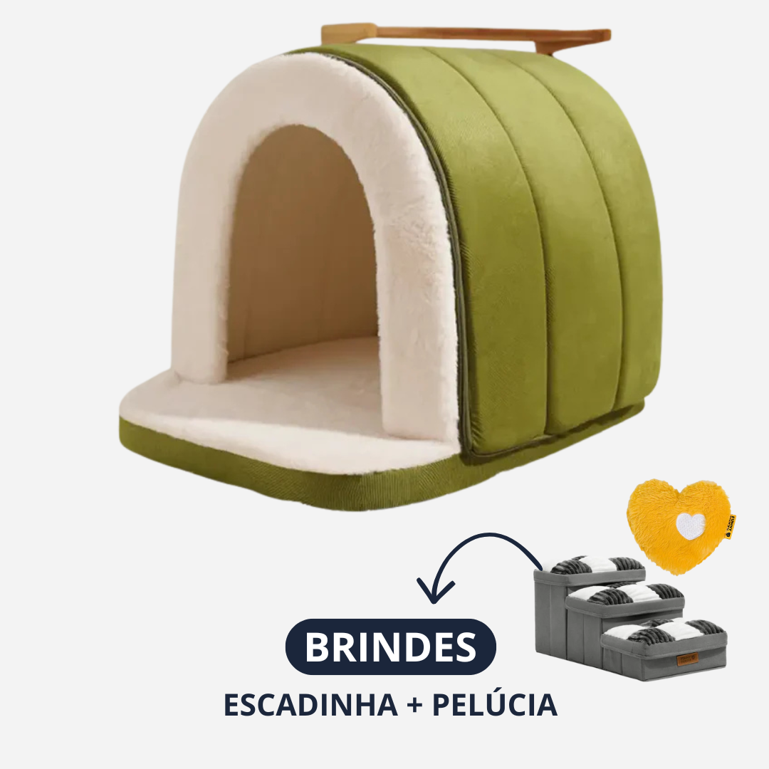 [ÚLTIMAS UNIDADES] Cama Ortopédica Caverna - Escadinha Pet + Pelúcia de BRINDE